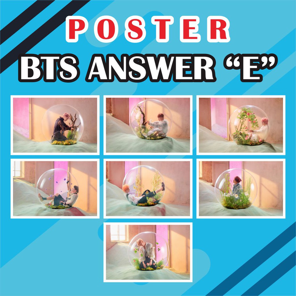 POSTER BTS ANSWER &quot;E&quot; (SIZE A3+)  | Jhope Jimin Jin Jungkook Rapmon Suga Taehyung