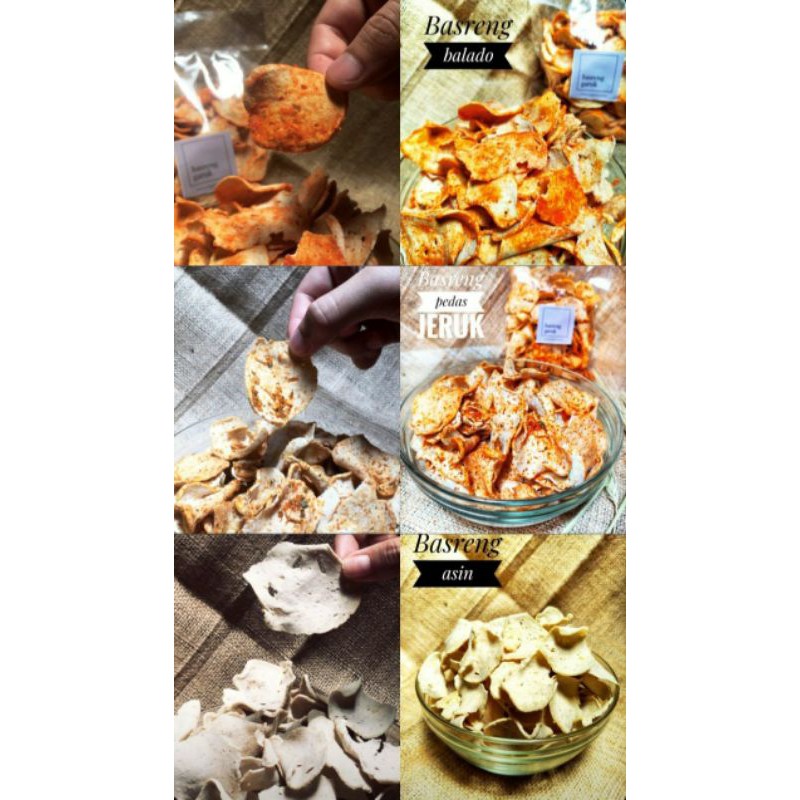 

BASRENG TIPIS "GARUK" (GARING KRIUK) UK 250GR RASA ORI, BALADO, PEDAS & PEDAS JERUK