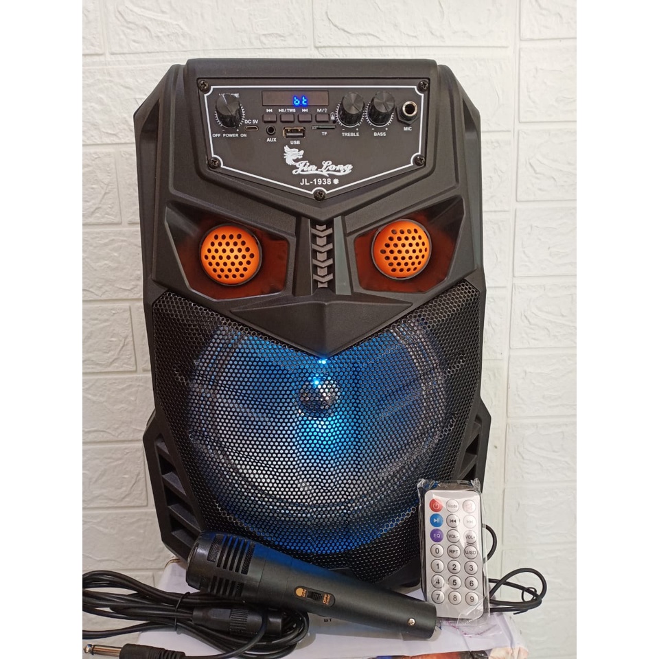 Speaker bluetooth karaoke 8,5 inch x bass radio fm LED extra bass Best Qualiity cas rechargeable super bass speaker jinlong Termurah