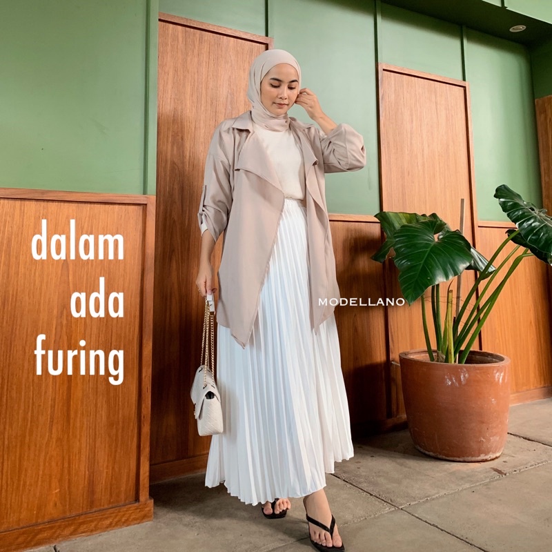 ROK PLISKET PUTIH FURING 256 PREMIUM HYGET WHITE PINGGANG KARET SKIRT PANJANG MAXI FLARE MAYUNG