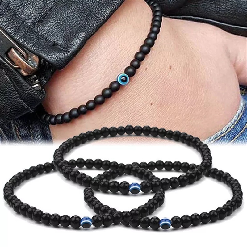 Gelang Manik-Manik Mata Iblis Chakra Yoga Tibet Adjustable Untuk Pria