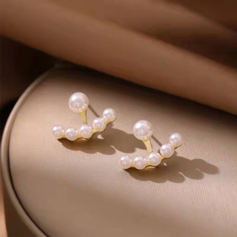 IFYOU Anting Stud Mutiara Warna Emas Untuk Aksesoris Wanita