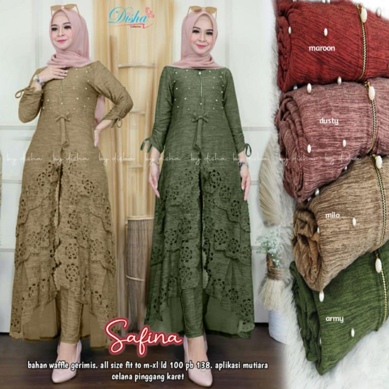 SAFIRA SET ORI DISHA/SETELAN LONG TUNIK DAN CELANA/SETELAN TERBARU/BAJU MURAH ORI SOLO