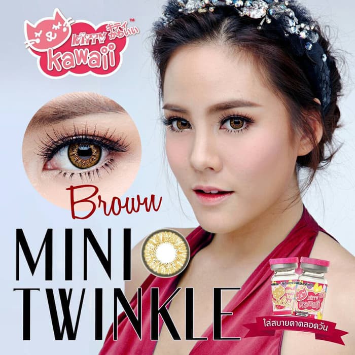 Softlens Kitty Kawaii Mini Twinkle Warna Gray Brown