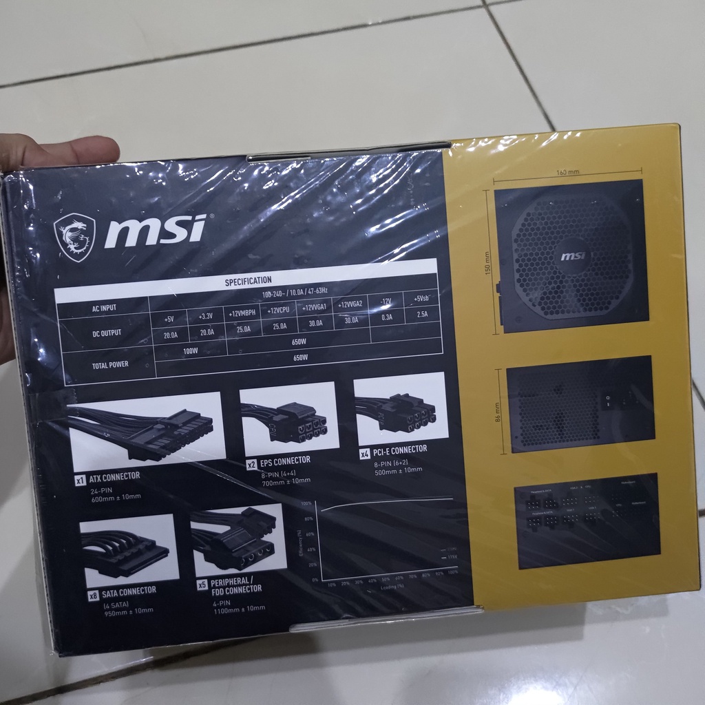 PSU MSI MPG A650GF 650W Gold Modular 650 Watt 80+ Gold