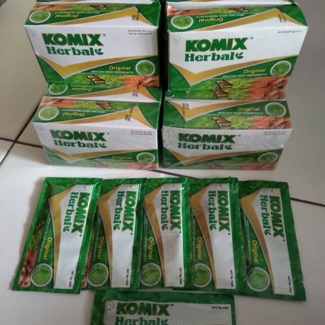 Komix herbal original sirup obat batuk redakan batuk harga 9000 isi 6 sachet