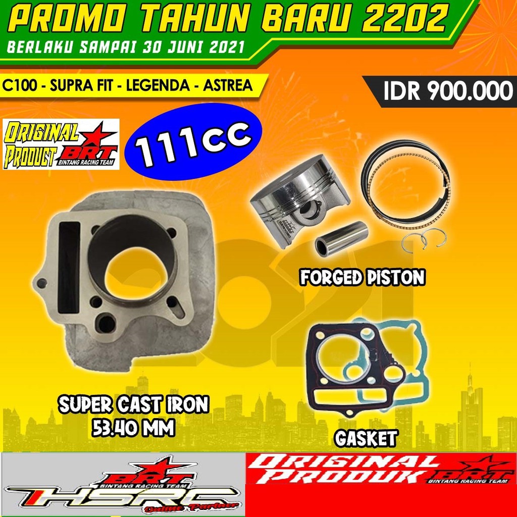 BLOCK CYLINDER BRT Racing Honda SUPRA FIT ASTREA GRAND WIN C100 LEGENDA 53.40mm Bore UP Harian Blok