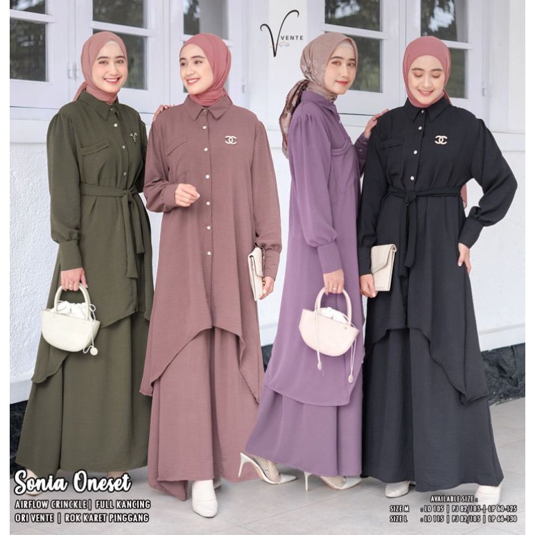 Vente Daily Sonia One Set Jumbo Crinkle Premium Motif Polos / Setelan Wanita LD 115 / Setelan Rok Bu