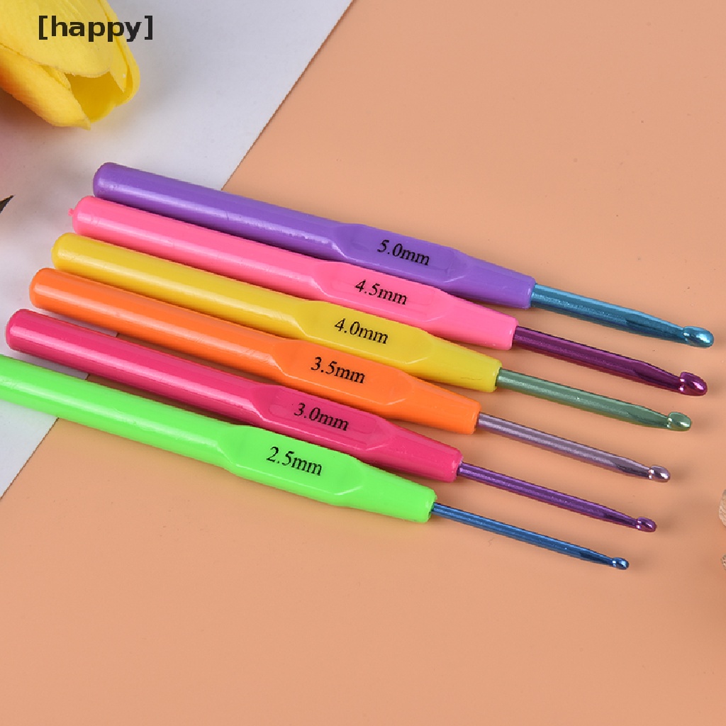 6 Pcs / Set Jarum Rajut Multifungsi Bahan Aluminum Dengan Gagang Plastik