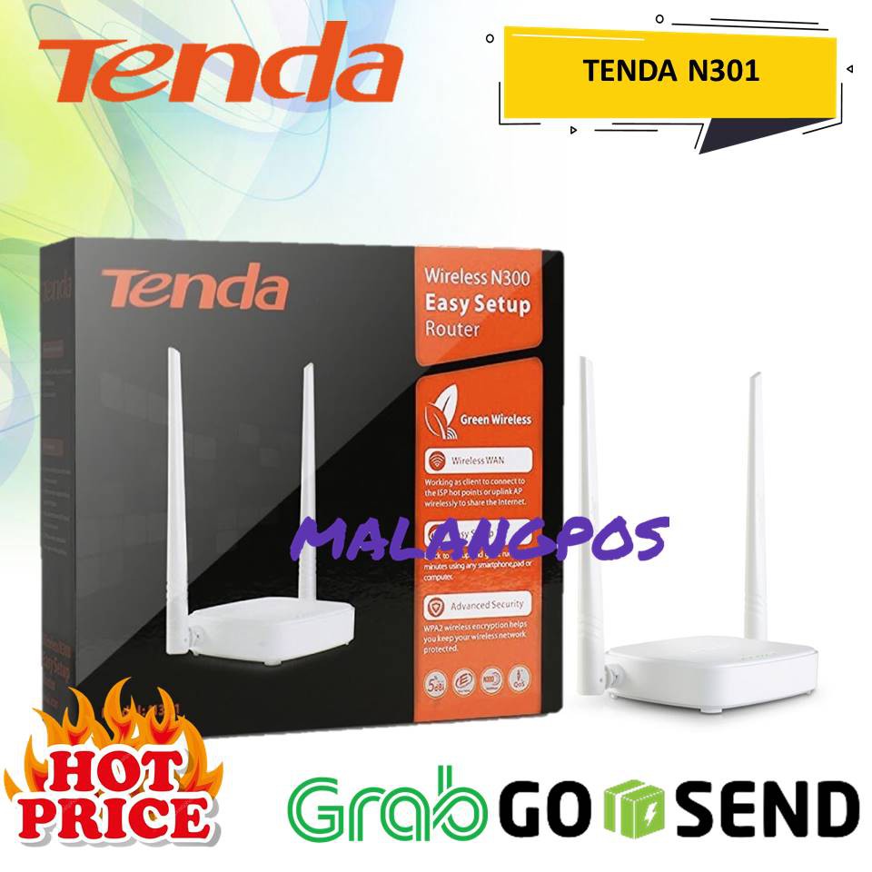 TENDA N301 ROUTER WIIRELESS 300MBPS 2 ANTENA EASY SETUP ROUTER