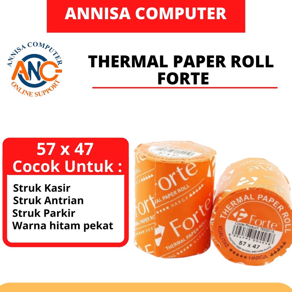 

Kertas Thermal / Kertas Kasir / Kertas Struk Forte 57 x 47mm