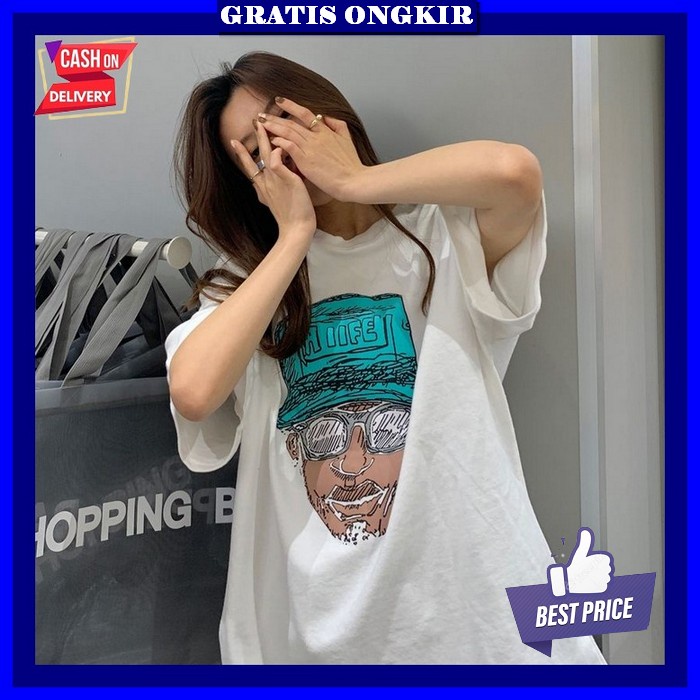 Baju Santai Cewek Shirt Oblong Kaos Wanita Terbaru Baju Oversize Perempuan Outfit Remaja Fashionable