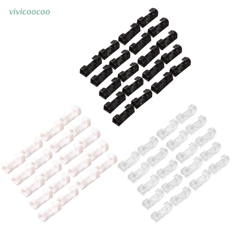 VIVI   20Pcs Self Stick Wire Cable Cord Clips Clamp Table Wall Tidy Organizer Holder