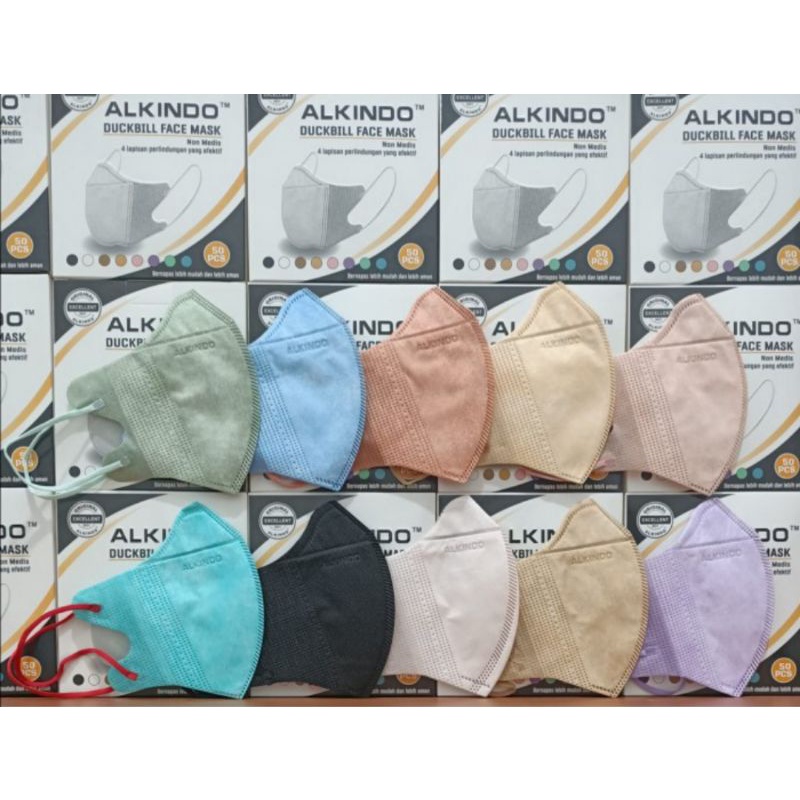 [Alkindo] Masker 4 ply 3D mix warna duckbill isi 50 pcs