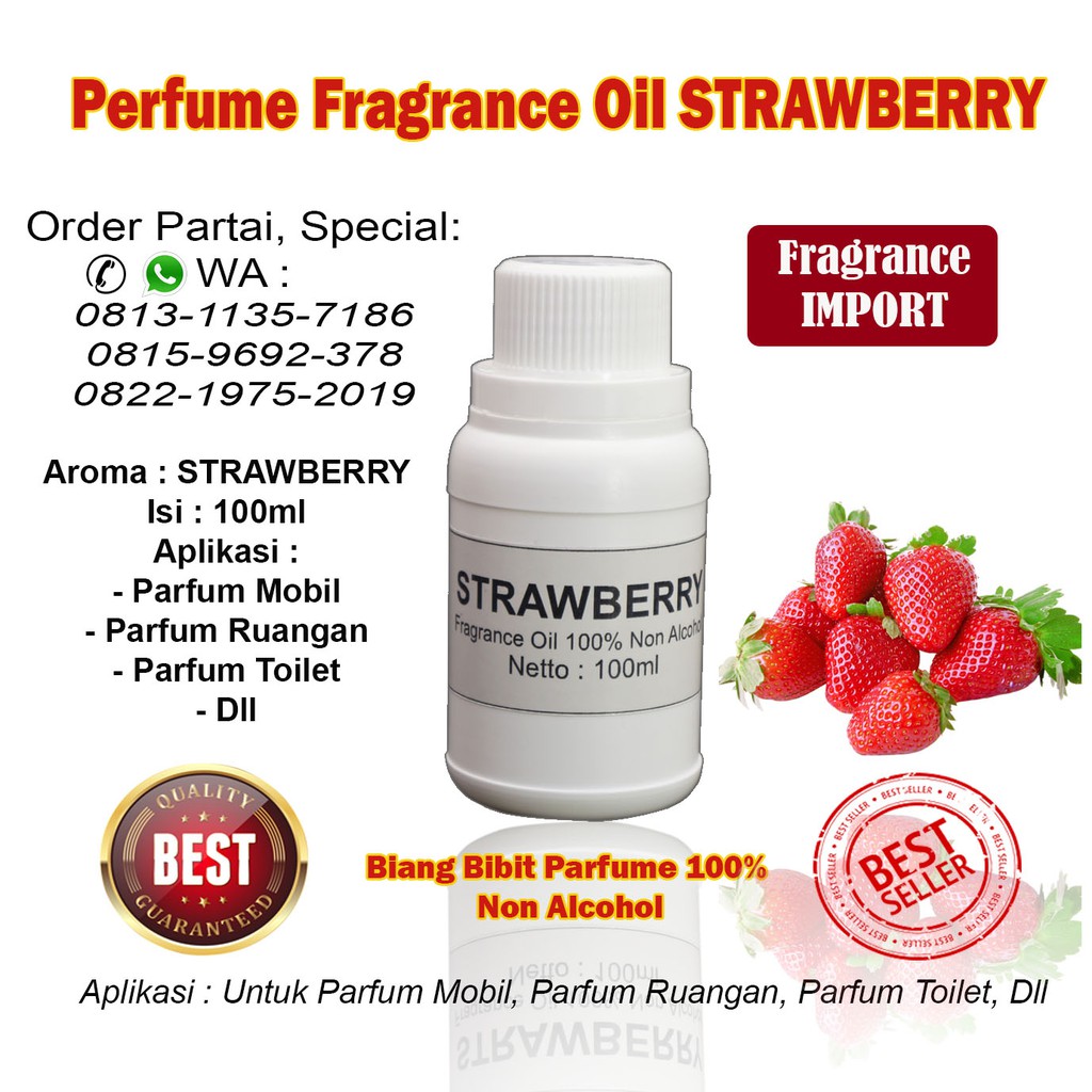 Bibit Biang Parfum Aroma STRAWBERRY 100ml / Parfum STRAWBERY / PENGHARUM STRAWBERRY / STRAWBERRY