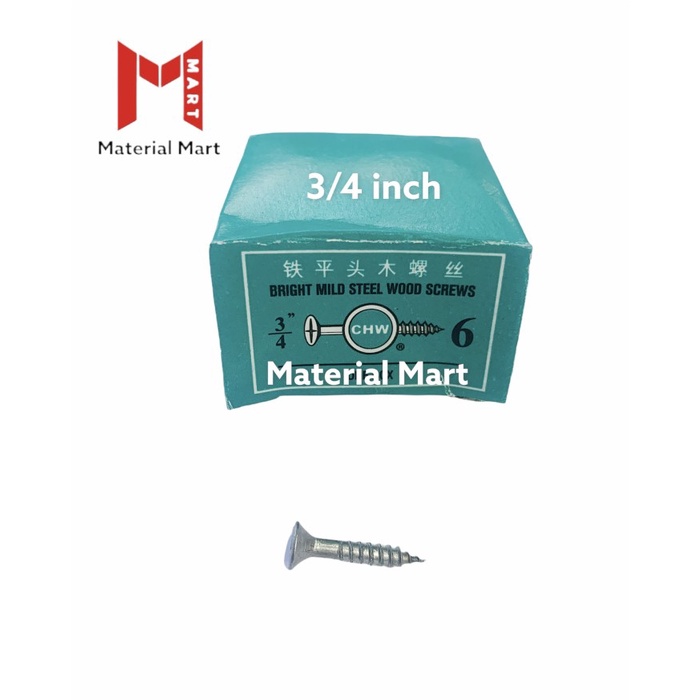 Skrup Kayu 1/2 Inch 1,2cm | Skrup Plus 5/8&quot; 1,4cm | Wood Screw 3/4 2CM | Material Mart