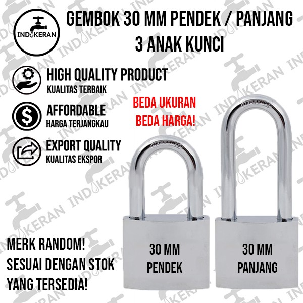 INDOKERAN - Gembok Pintu Pagar Rumah - 30MM - High Quality