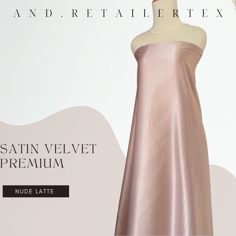 Kain Satin Velvet Premium Warna Nude Latte Bahan Gamis Seragam Furing Background Backdrop