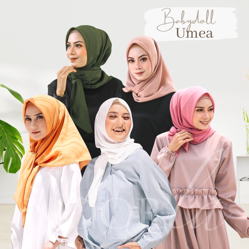 NOORLA - HIJAB SEGIEMPAT BABYDOLL UMEA / JILBAB SEGI EMPAT BABYDOLL / KERUDUNG CERUTY PREMIUM