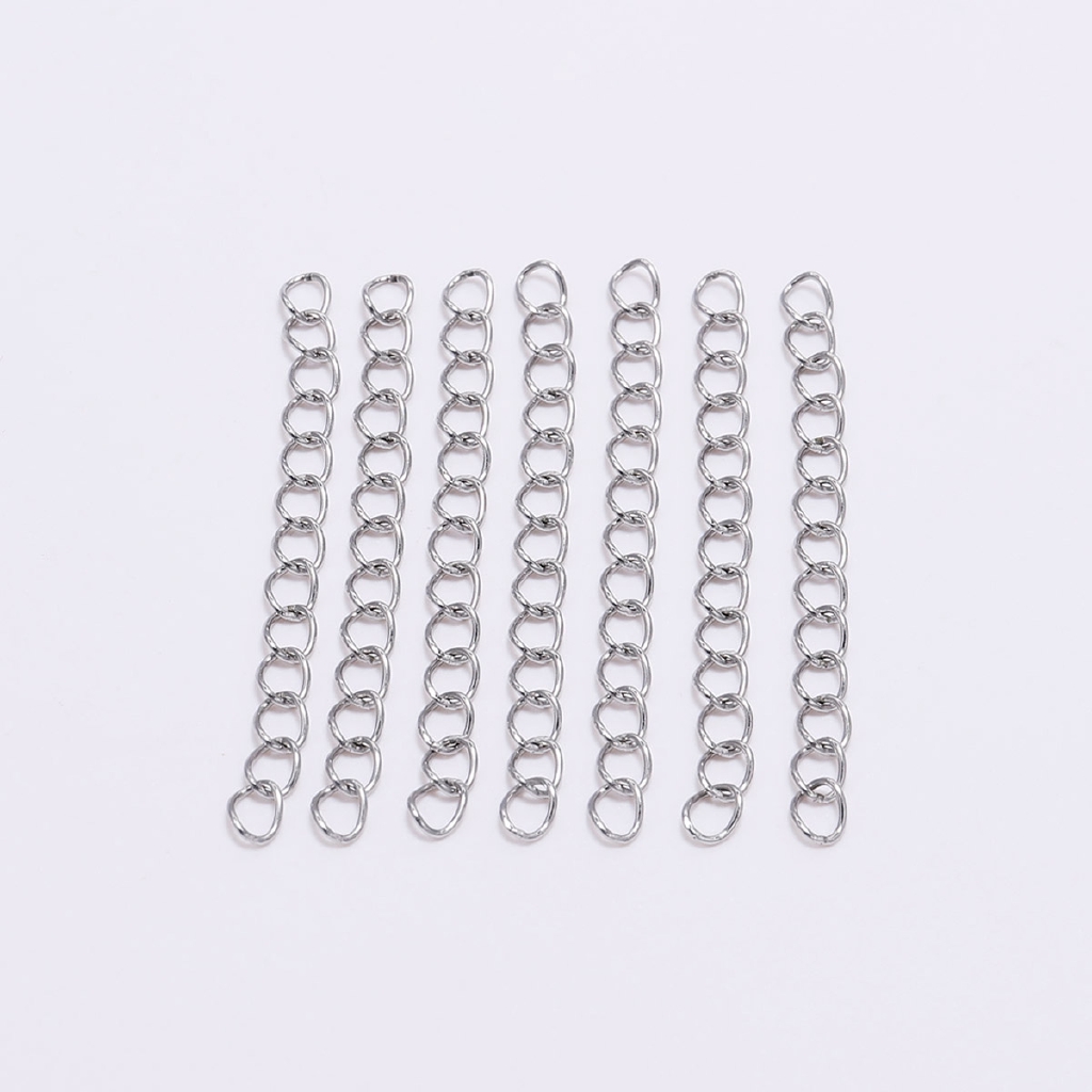 50pcs / Lot Rantai Extender Bahan Stainless Steel Ukuran 5 7cm Untuk Membuat Perhiasan