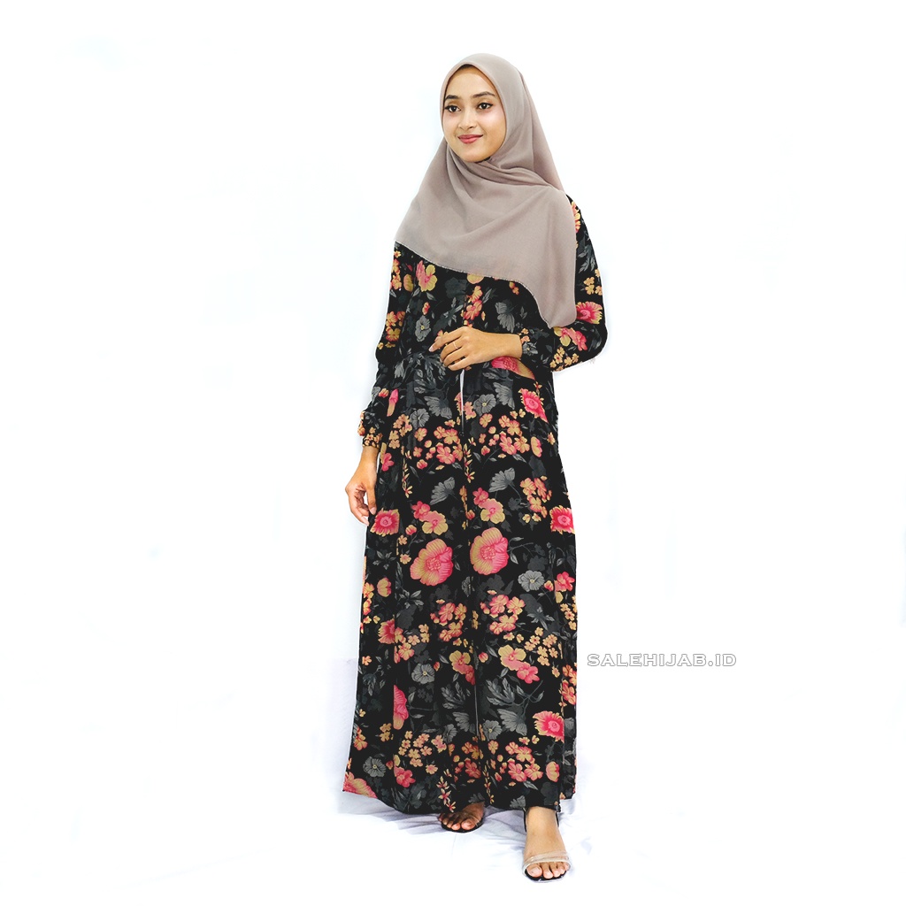 OSAKA LONG DRESS Belah Tengah - tunik panjang motif bunga