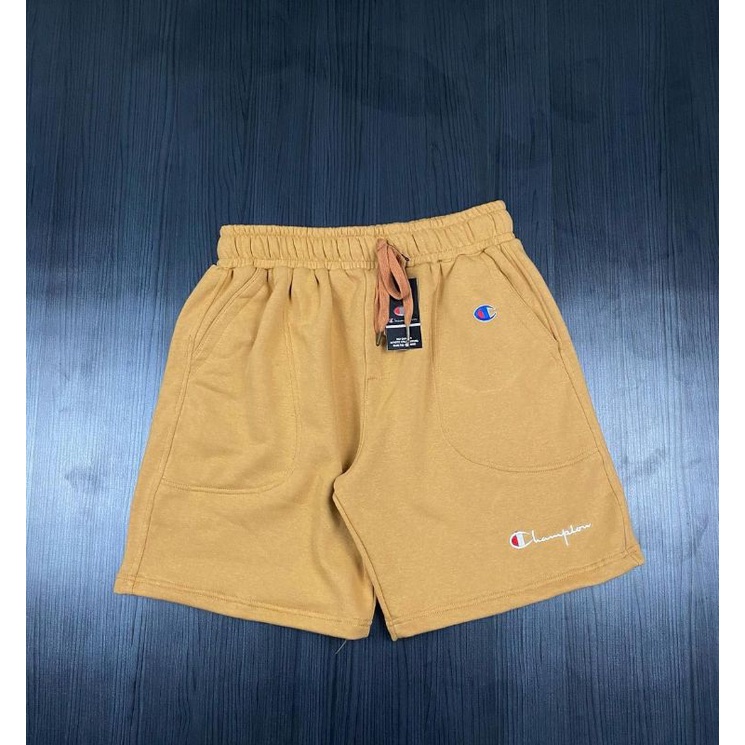 CELANA PENDEK CHAMPION YELLOW BORDIR FULL TAG LABEL CASUAL HYPE FASHION PRIA