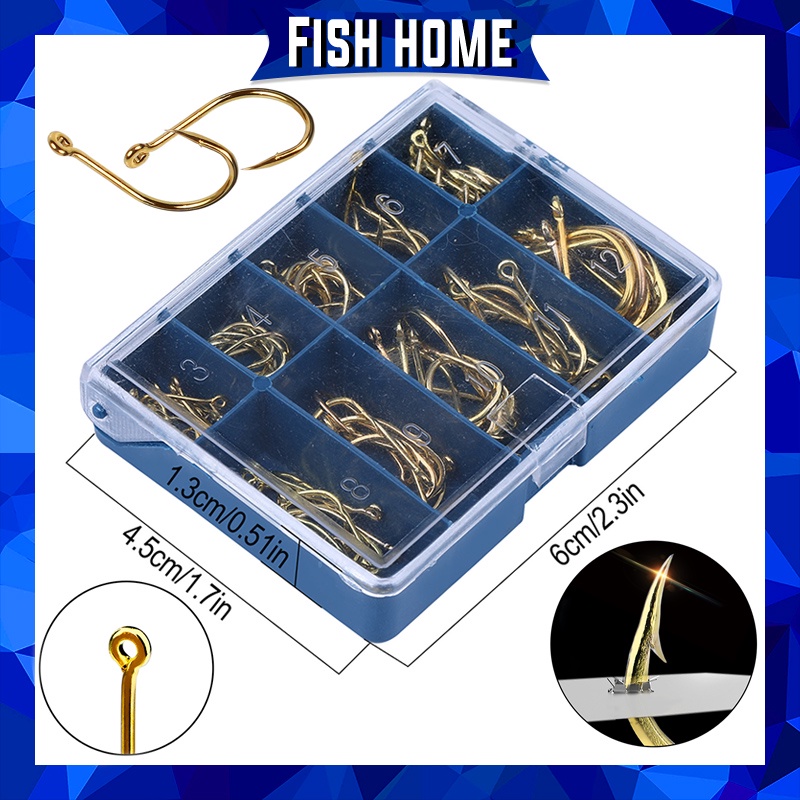 Sougayilang Hook Pancing 72 Pcs Kail Pancing 3#-12# Berat 21g/0.74oz Dengan Tubuh Pipih Untuk Semua Jenis Ikan High Carbon Steel Barbed Fishing Hook Tackle Kail