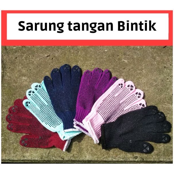 Sarung Tangan Motor Kerja Proyek Bintik Colour Warna Rajut Anti Slip Murah