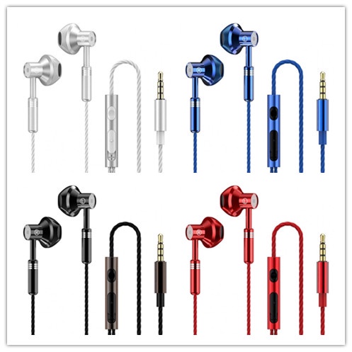 Earphone In Ear Heavy Bass Dengan Kabel + Jack 3.5mm + Mic Untuk Olahraga