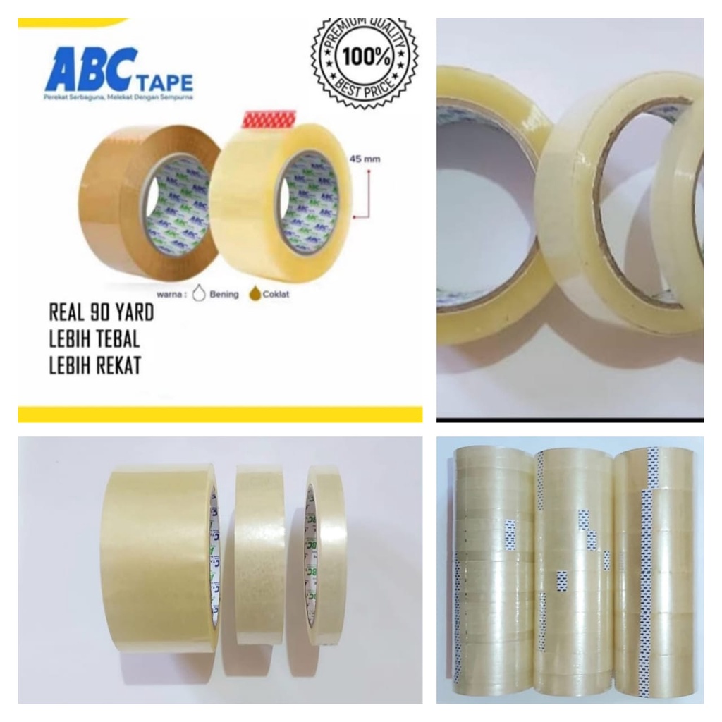 

Lakban (isolasi) ABC Bening dan Coklat 45x90y