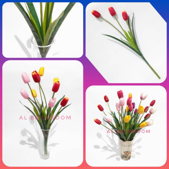 BUNGA TULIP K3 DAUN IMITASI BUNGA B8059 DEKORASI ARTIFICIAL