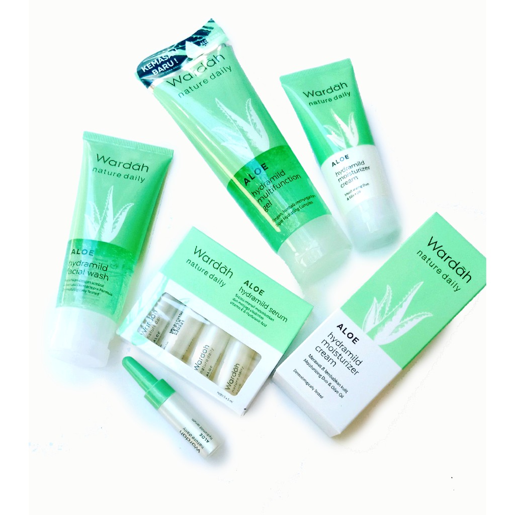 Wardah Paket Nature Daily Aloe Hydramild Series New Perawatan Untuk Kulit Kering Kemasan Baru