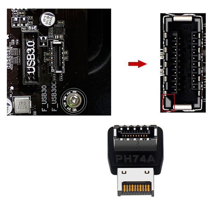 Btsg Motherboard Interface USB3.1 Ke TYPE-E 90derajat Kemudi Siku Dengan Untuk Shell Header Adapter Untuk Komputer