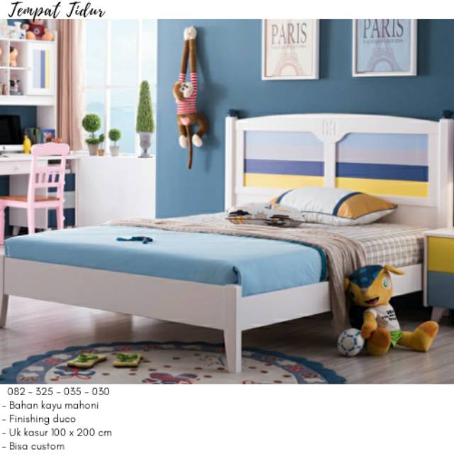 Tempat Tidur Single Anak Laki-laki, Ranjang Cowok Minimalis Modern, Kasur Murah Ukuran 90 100 120