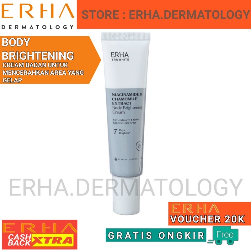 ERHA DERMATOLOGY - ERHA Truwhite Niacinamide & Chamomile Extract Body Brightening Cream 30g - Krim P