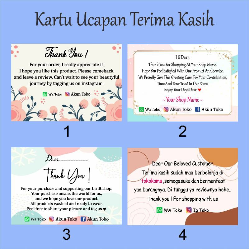 Ucapan Terimakasih Online Shop Kartu Ucapan Olshop Shopee Indonesia