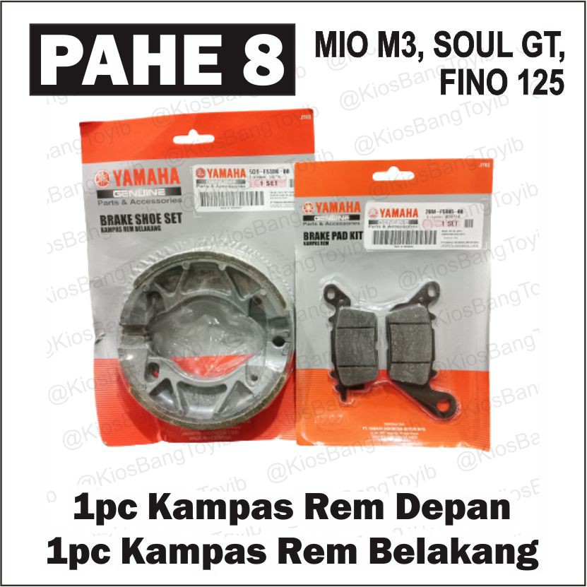 (PAHE 8) Kampas Rem Depan Belakang Mio M3, Soul GT 125, Fino 125 &quot;2BM-F5805 dan 5D9-F530K&quot;