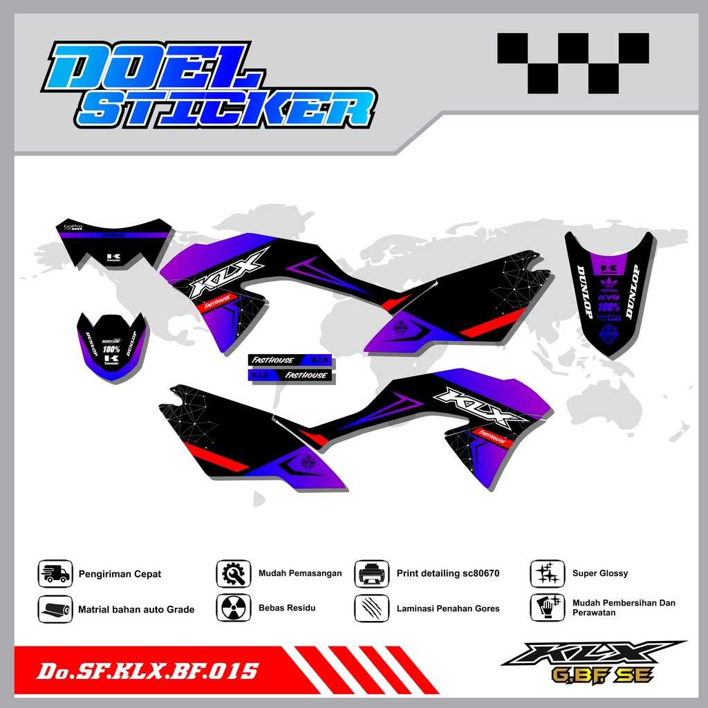 Sticker Striping Honda KLX 150 G , BF , SE Lama List Variasi Hologram , Crome Doel 015