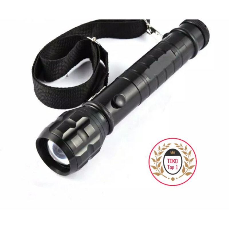senter swat police/panjang  3baterai besar/baterai abc besar/senter /body besi/ baterai besar