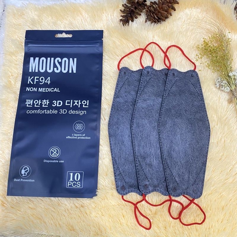 10PCS MASKER DEWASA KF94 WARNA JEANS TALI WARNA DENIM ABU TUA EARLOOP 4PLY MOUSON LIMITED EDITION