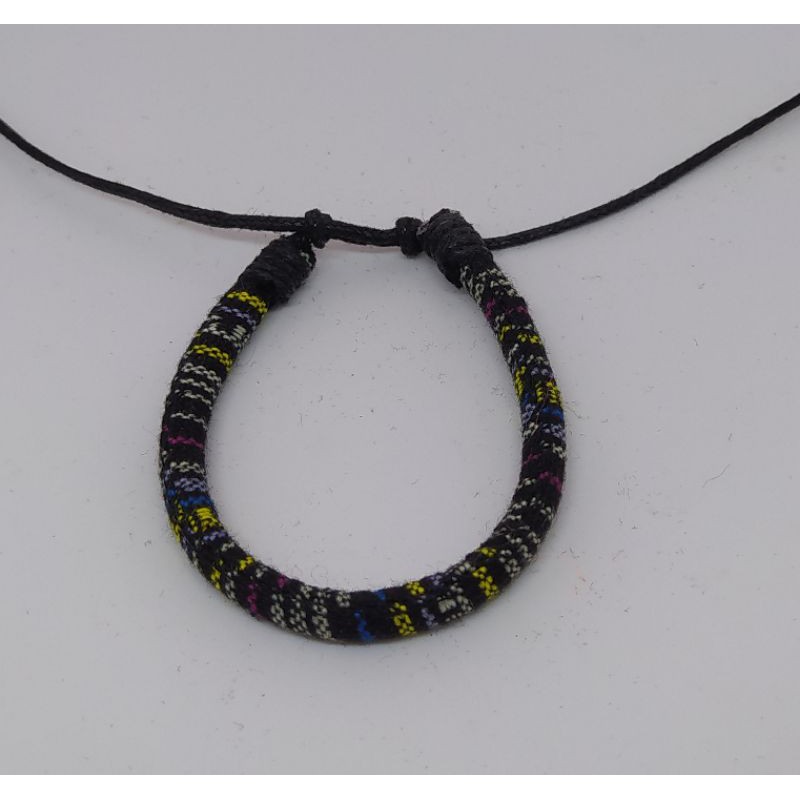 Gelang Tenun Etnik Songket Gelang Rajut Unik Motif Kain Harga Grosir Langsung Pengrajin-Hitam Kuning