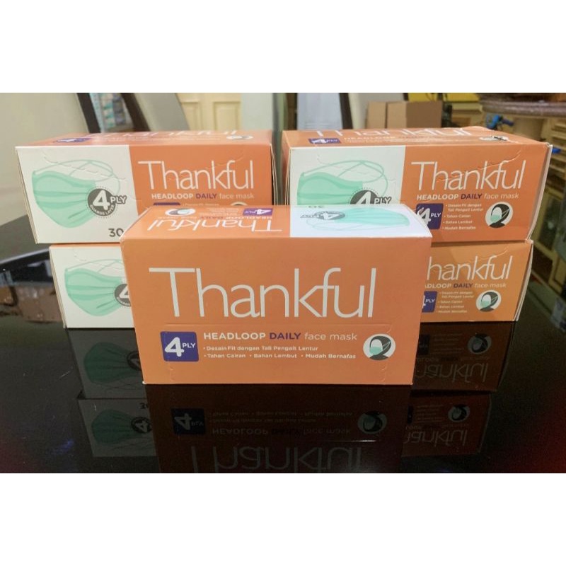 Thankful Masker Hijab Masker Headloop 4ply : Hijau Isi 30 pcs