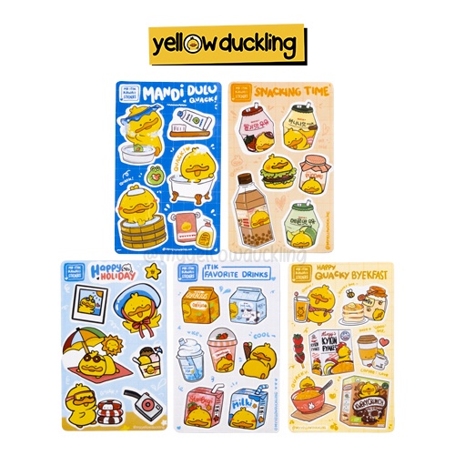 

STICKER SET BUNDLE 5 PCS - BYEKFAST MANDI DULU SNACKING TIME FAVORITE DRINK HOLIDAY TIME - MR ITIK KAWAII HANDDRAWN STICKER SET - YELLOW DUCKLING - BEBEK - DOFF MATTE FINISH WATERPROOF - BURJO JOURNAL JURNAL STUDYGRAM LUCU ESTETIK - LIMITED EDITION