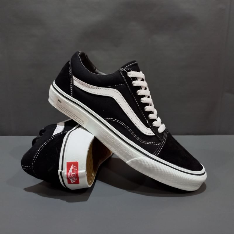 HDS X ADULT - sepatu sneakers casual pria sekolah kuliah canvas VANS OLD SCHOOL BLACK WHITE