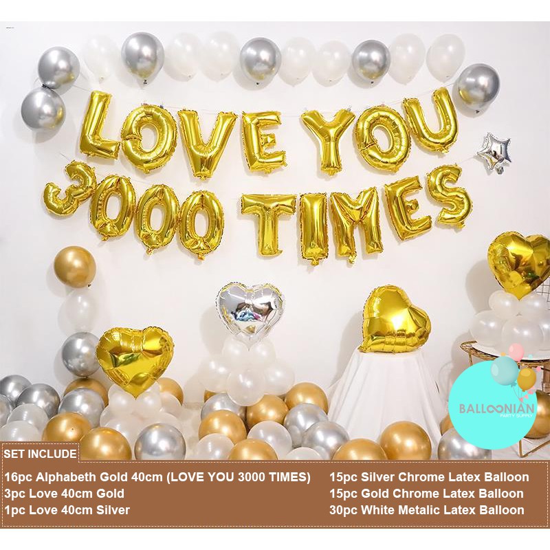 ANNIVERSARY 3000 DEKORASI SET/BALON FOIL ANNIVERSARY/DEKORASI ROMANTIS