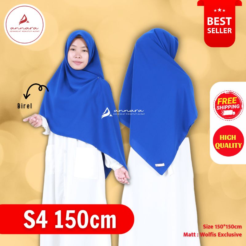 Jilbab segi 4 Wolfis exclusive Annara size 150*150