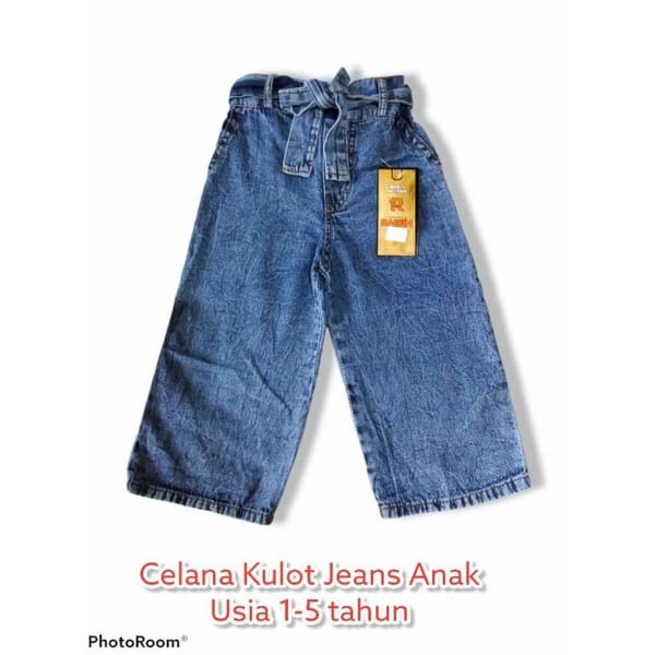 Kulot Jeans Anak Perempuan Tanggung - Kulot jeans anak Cewek - Celana Anak Anak Perempuan Bawahan Warna Hitam Senow Biru Senow Umur 2-10 Tahun