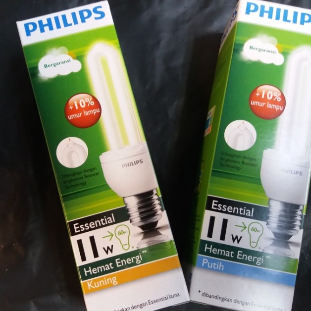 Philips Essential 11Watt Putih/ Kuning (sudah termasuk Bubble Wrap)