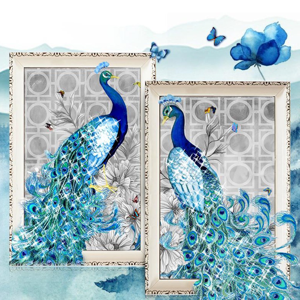 Lukisan Sulaman Berlian 5d Jahitan Bersilang Desain Burung Merak