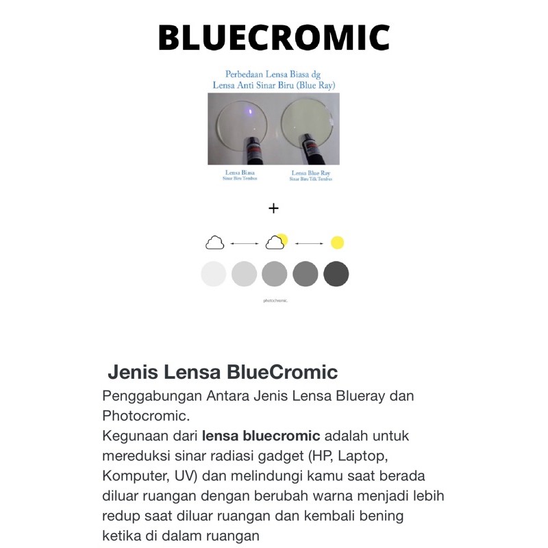 LENSA BLUECROMIC (BLUERAY &amp; PHOTOCROMIC)